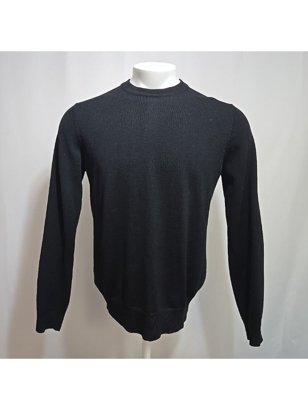 Lad By Demylee 100% Wool Sweater Mens Size Small Leather Elbow Patches Black
